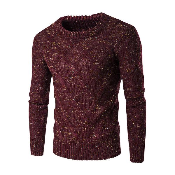 

winter men sweater 2018 new fashion warm thick pullover o-neck color dots knit slim plaid thicken coarse wool knitwear sweater, White;black