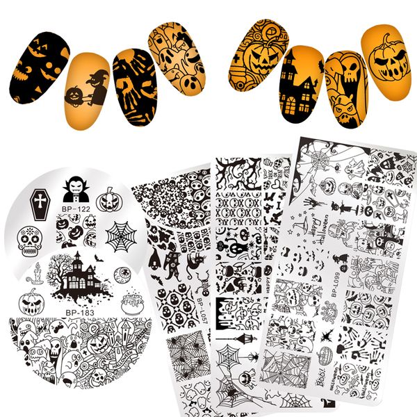 

born pretty halloween stamping template summer fruit flamingo cartoon animal spring garden flower nail art image stamping plates, White