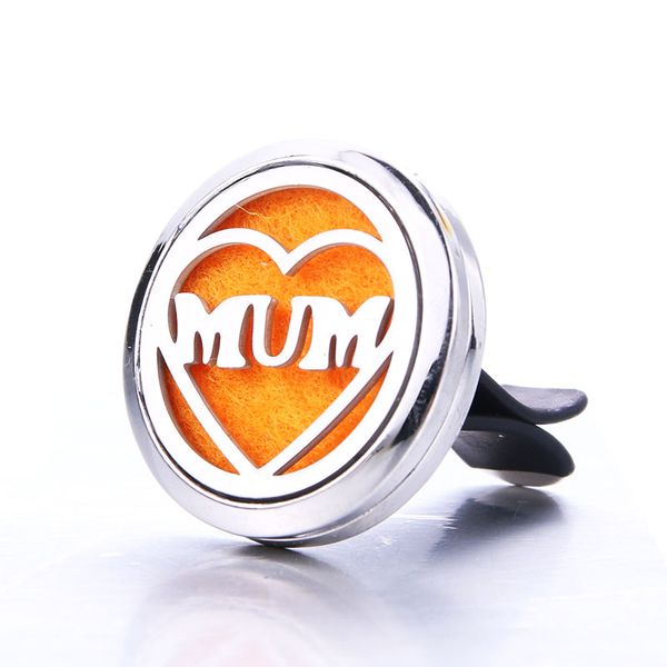

heart shaped mom car clip perfume diffuser essential oil diffuser car air outlet freshener stainless steel decoration aroma box, Black