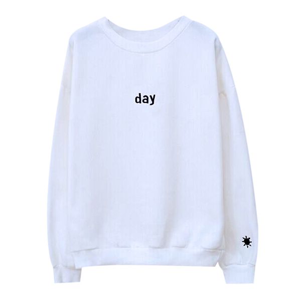 

day&night embroidered letters hoody svitstracksuit women casual loose sweatshirt pullover harajuku hoodies women, Black