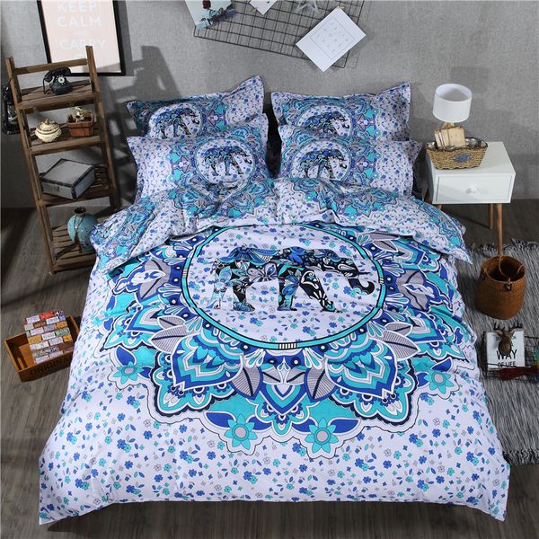 

2018 3d elephant ganesha bed cover polyester microfiber bedlinens 2/3/4pc twin  king duvet cover set sheet pillowcases