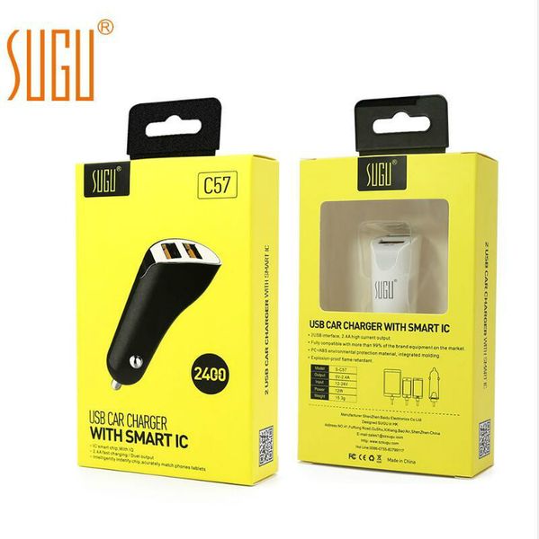 

sugu car charger 2.4a mini quick charger dual usb ports for iphone samsung xiaomi mobile phone travel cigar lighter dc 12-24v