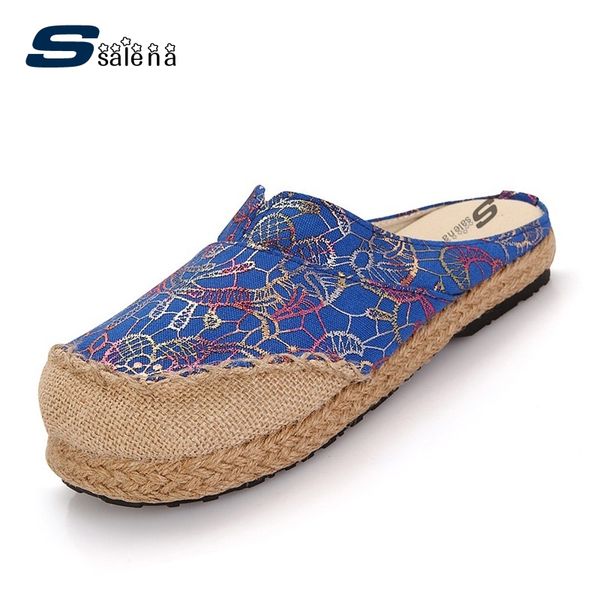 

brand slippers women breathable women home slippers super fashion female embroidery shoes aa20475, Black