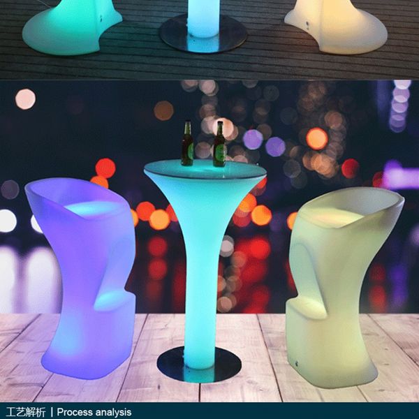 Led Tisch Bar Möbel 16 farbwechselnde Beleuchtung Bartisch für Party-Event (D60*H105cm) Kostenloser Versand