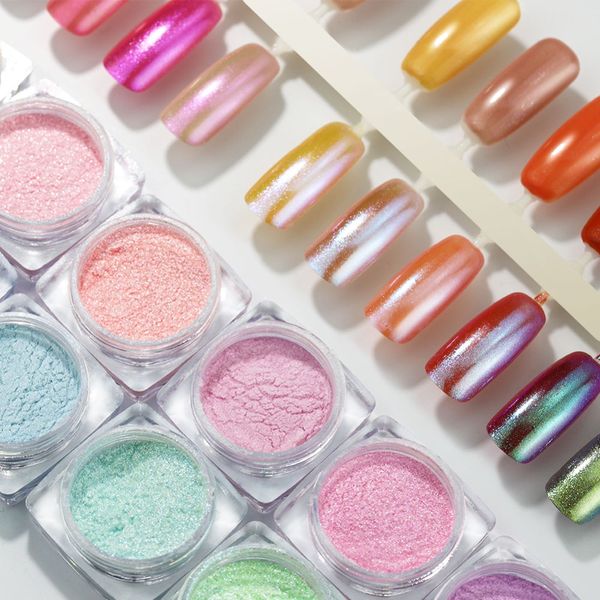 

coscelia shining nail glitter pearl powder nail mirror powder for pigment gradient glimmer dust art decorations, Silver;gold