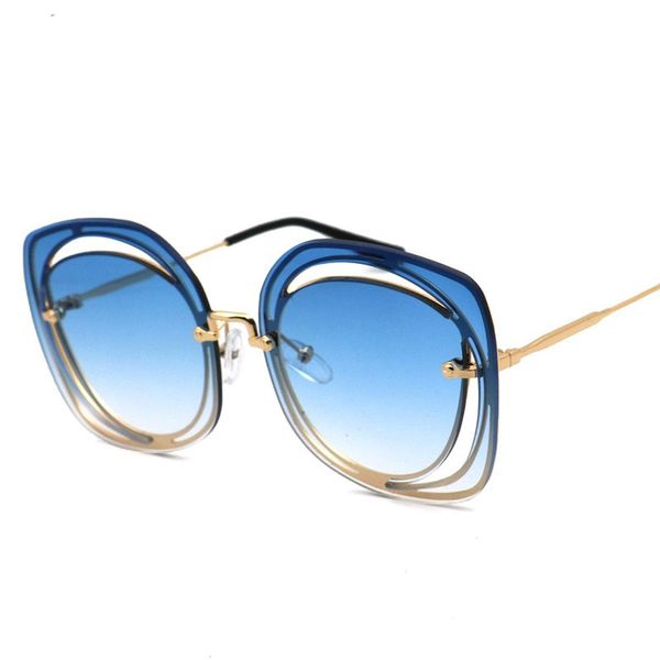 

pierced rimless sunglasses oversized original brand glasses women designer eyewear sun square through shades clear luxury see mgkbj, White;black