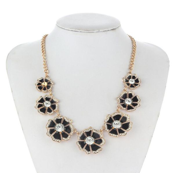 

designer jewelry necklace for women flower overstate shinning circle round sweater necklace fashion of shipping, Black