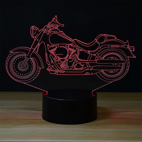 Tamanho grande motocicleta fantasma 3d usb lâmpada de mesa 7 mutável cor led night light # r42