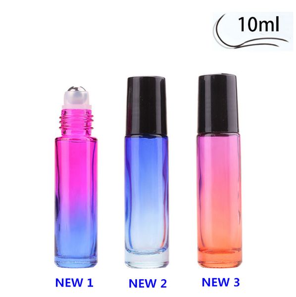 2019 NOVO 10ml colorido garrafas de vidro roll on com aço inoxidável bola de rolo para óleos essenciais 300pcs Perfume / lot Via DHL frete grátis