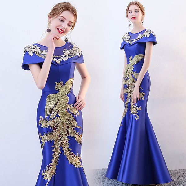

fashion women evening vestido vintage pattern traditional chinese clothing women long cheongsam mermaid qipao elegant banquet party dresses, White;black