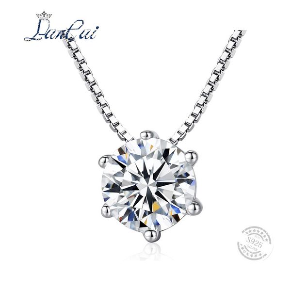 

lancai charm shinning chain necklace one six cubic zirconia classic 925 sterling silver pendant necklace for women