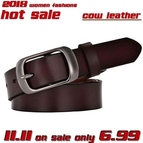 

genuine leather designer belt women luxury female strap cowskin black & gold pin buckle leather women belt high quality, Black;brown