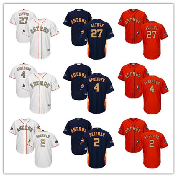 

youth majestic astros jersey #4 george springer 27 jose altuve 2 alex bregman white 2018 gold program kids boys baseball jerseys wholesale, Blue;black
