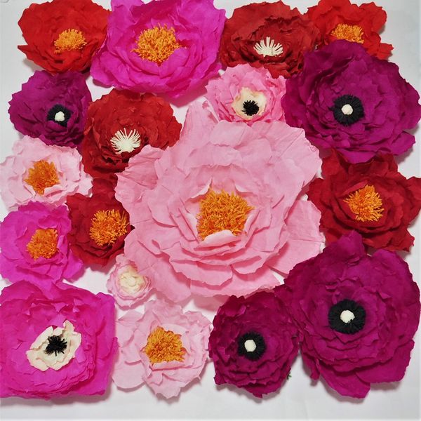Acquista 2018 Carta Crespa Fiori Sfondo Carta Da Parati Gigante Fiori Parete Artificiale Floreale Nursery Compleanno Deco Fiori Matrimonio 18 Pz 1 Mx