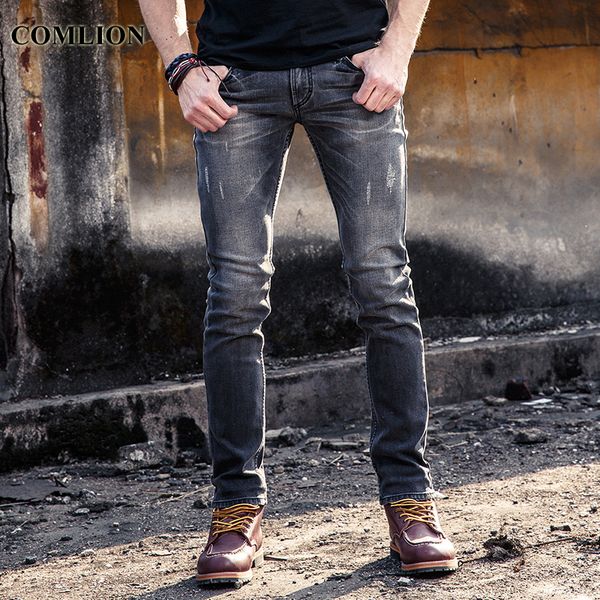 

men denim pants mid-weight straight slim male jeans 2018 new arrival pants casual style men light black jeans f48