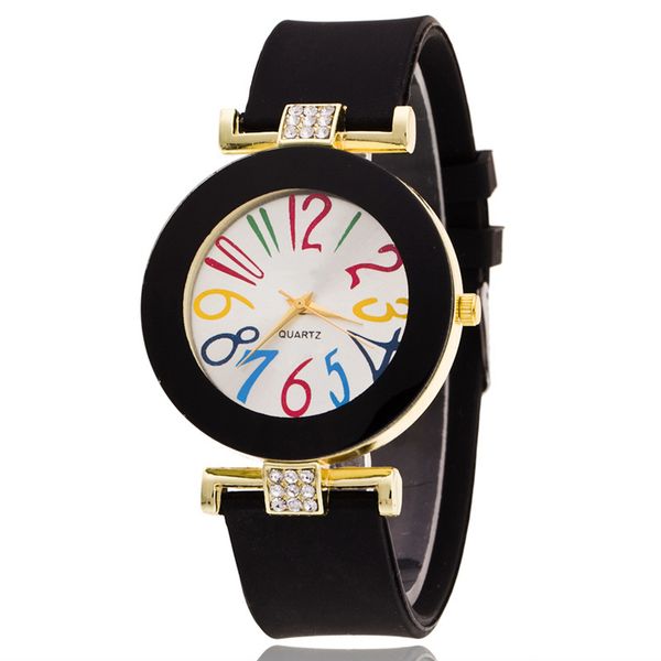 

women color digital silicone watch female fashion accessories quartz watch new design wristwatches 9 colors mixed wholesale, Slivery;brown