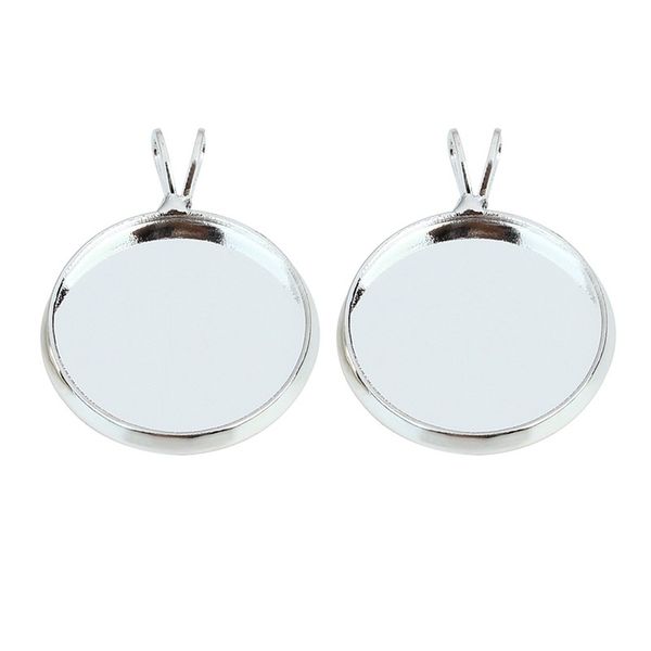 

10pcs copper silver color necklace w/v loop pendant setting dia 10/12/14/16/18/20mm round blank cabochon cameo settings k0087, Bronze;silver