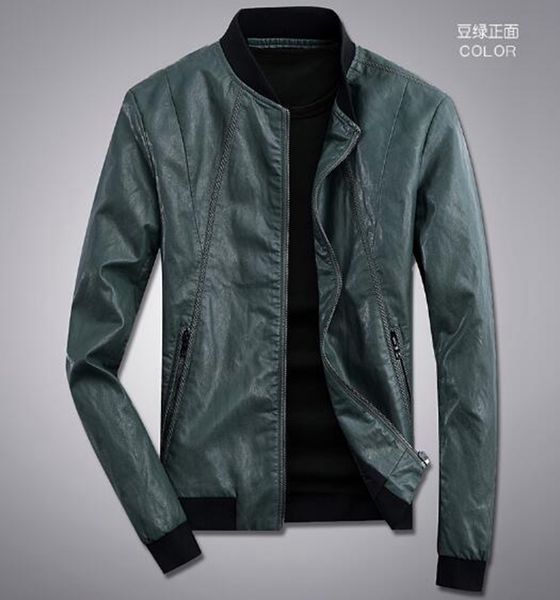 

мужская осень и зима европа и сша личный стиль модный бутик красивый свободный локомотив кожаное пальто / 5643 m-3xl, Black