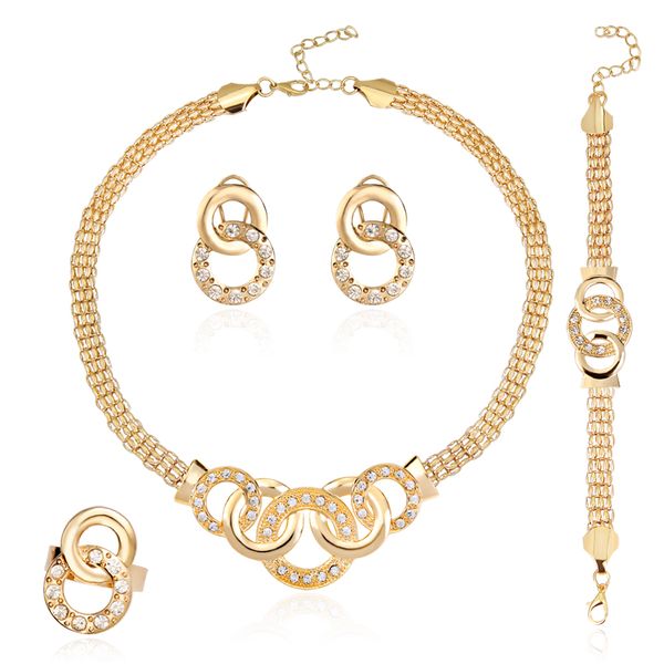 

Женщин золотой цвет покрытием Кристалл связаны кулон змея цепи африканских бусины ювелирные наборы подарок ожерелье+браслет+серьги+кольцо