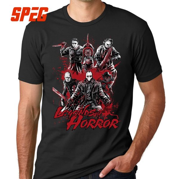 

legends of horror movie t shirt friday the 13th jason voorhees men tee shirt 100% cotton o neck plus size t-shirt, White;black