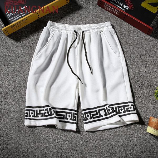 

kuangnan chinese casual shorts men national style striped streetwear mens shorts summer men cotton beach clothing 2018, White;black