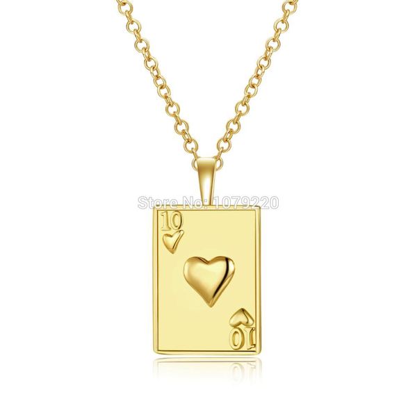 

creative pattern poker ten j q k a brozen long necklace plated gold chain charm pendant jewelry necklace women christmas gift, Silver