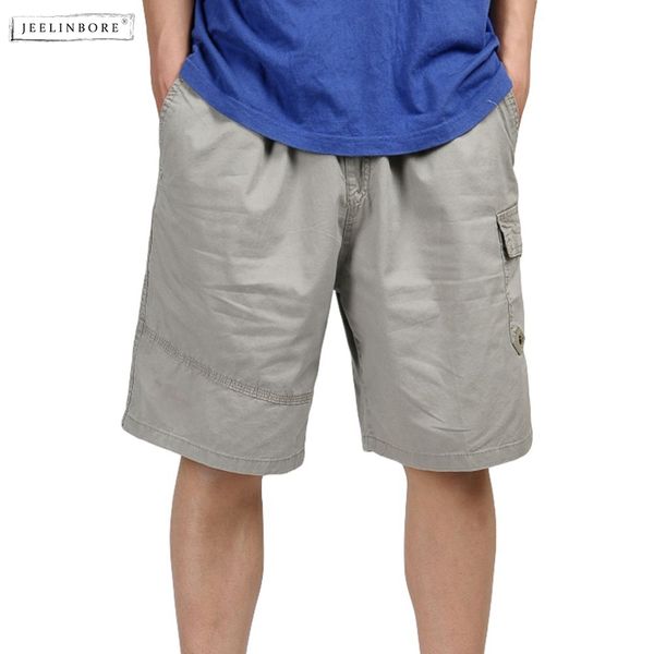 

jeelinbore summer new men's casual cargo shorts cotton loose knee-length work slim fit plus size 6xl short homme, White;black