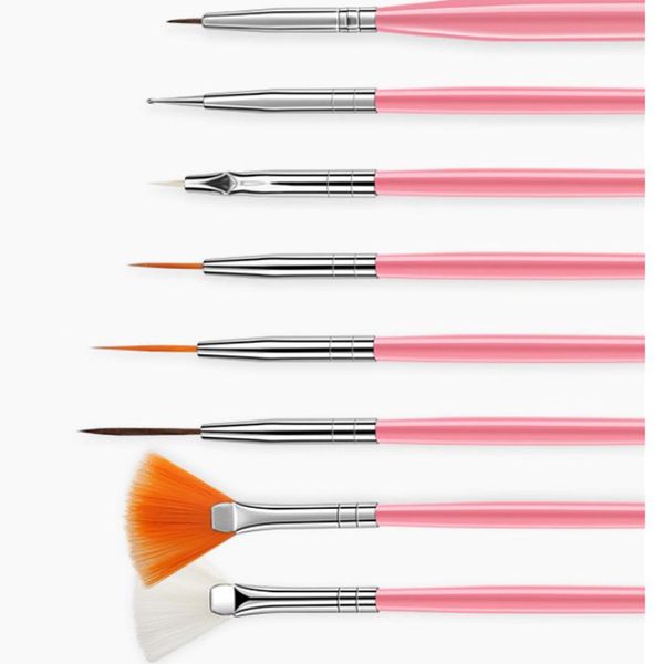 

nail brush 15 pcs nail art acrylic uv gel design brush set painting pen tips tools kit, Silver