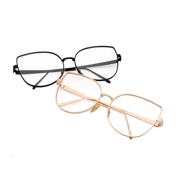 

mincl/cat fashion big frame metal women glasses frame personality trend myopia reading ladies glasses optical yxr, Silver