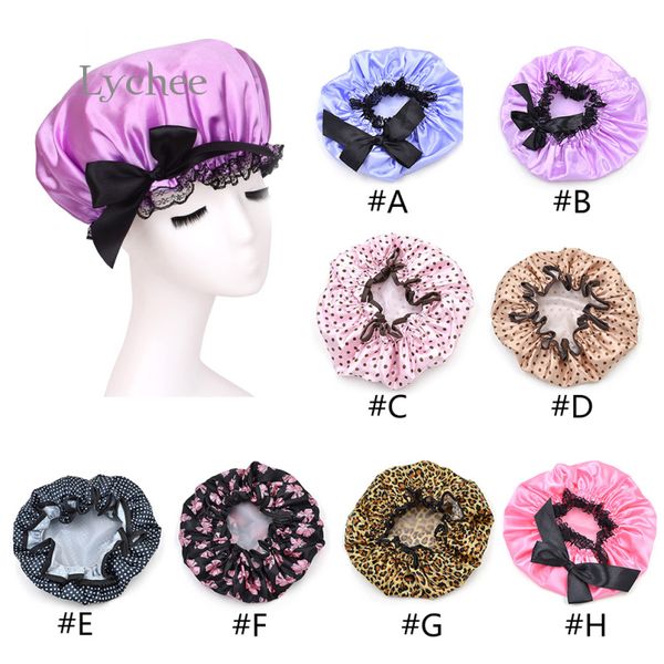 

wholesale- 1 piece satin multicolor waterproof tower caps bathroom caps