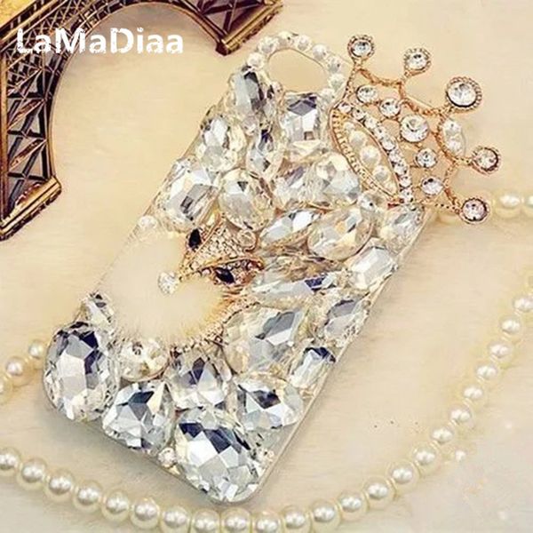 

LaMaDiaa Bling горный хрусталь кристалл алмаза Лиса и Корона мягкая задняя крышка телеф
