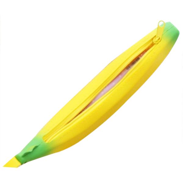 

cosw 2x novelty kawaii men women girls silicone portable banana pencil case bag coin purse school supplies stationery, Red;black