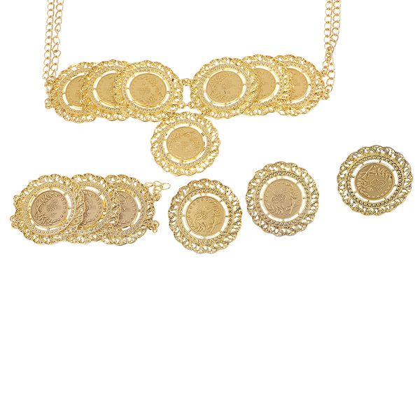 

gold color turkey coin jewelry sets luxury choker sets party jewelry, Silver