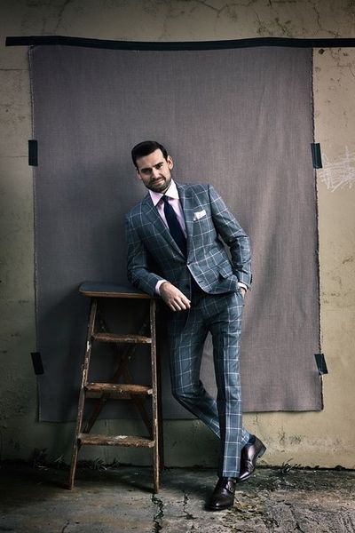 

elegant plaid groom wedding tuxedos notched lapel gentle mens suits two button 2 pieces (jacket+pants) suits, Black;gray