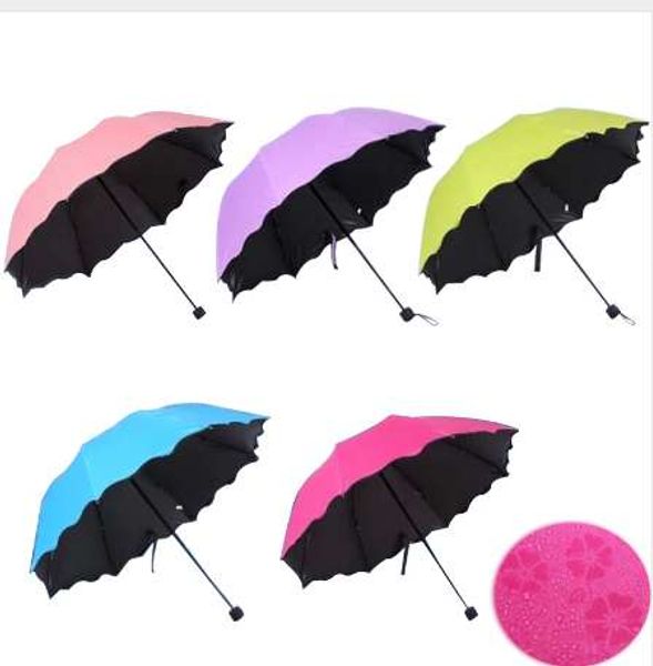 New Lady Princess Magic Flowers Dome Parasol Sun/pioggia pieghevole ombrello Praina Praina Donne trasparenti Ombrello in ottone per donne