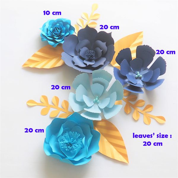 

craft supplies artificial flowers paper flower 5pcs+leaves 6pcs wall for wedding party decorations home deco fake flowers diy