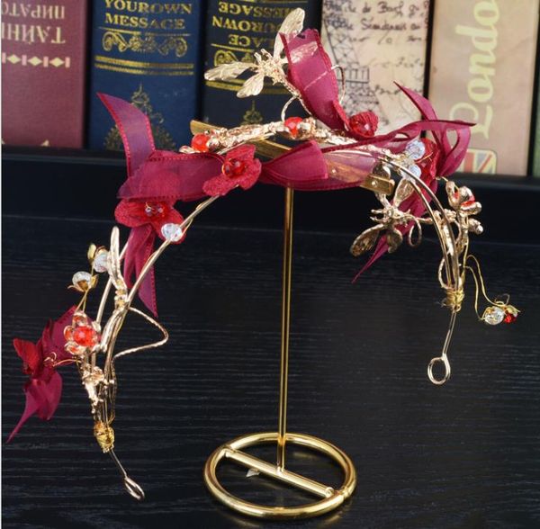 

bridal headwear, crown wedding, toast, hair ornament, red butterfly haircut, earrings, earrings, and accessories, Silver