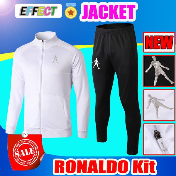 

2018 RONALDO Jacket Tracksuit Kits 18 19 Survetement Jacket CR7 Training suit White RONALDO World Cup National full Zipper Football Shirts