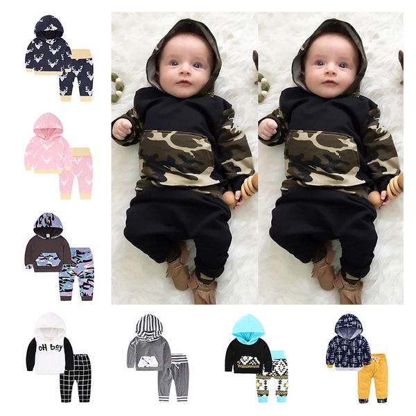 

2018 ins new camo print hoodies set / cool boy outfits, White