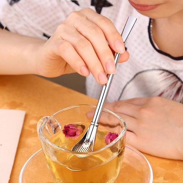 

stainless steel drinking straws strainer cocktail shaker coffee tea filter spoon bar party supply accessories reusable