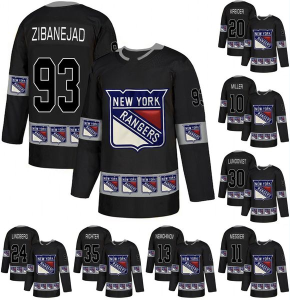 

Men 93 Mika Zibanejad Jersey New York Rangers 20 Chris Kreider 13 Kevin Hayes 30 Henrik Lundqvist Hockey Jerseys Black