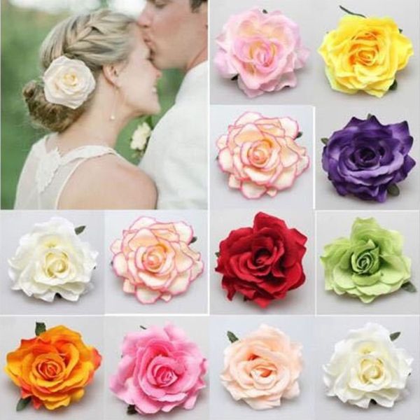 

new simulation rose hairpin seaside sandy beach woman brooch flower simulation rose flower women hair pin t6i052