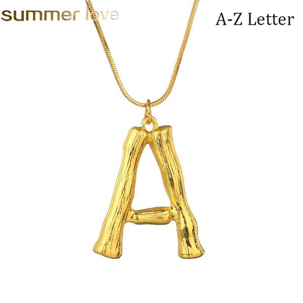 

personalized 26 letter initial bamboo necklace for women alphabet pendant name necklace girl gold color snake chain diy jewelry, Silver