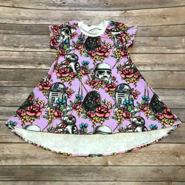 

2018 brand new infant toddler new newborn kids baby girls cotton flowers dress t-shirt casual clothes, Red;yellow