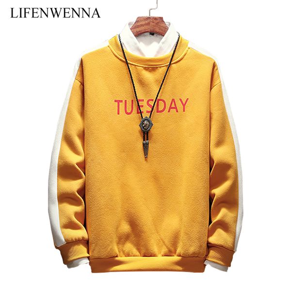 

fashion o neck hoodies men 2018 autumn new arrival letter print sweatshirts men's clothes trend casual patchwork sweatshirt 5xl, Black
