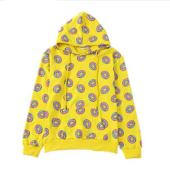 

2018 autumn cute donut print pullovers women hoodies sweatshirts yellow bts sudaderas mujer fashion sportwear, Black