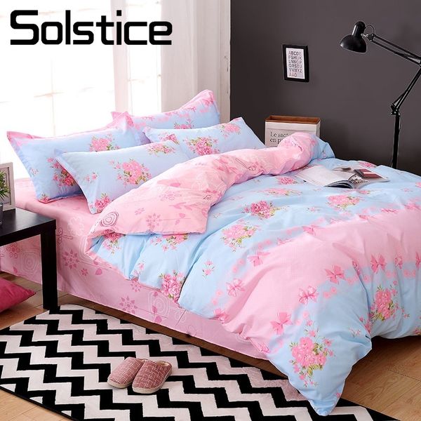 

solstice home textile king  twin bedding set girl teen woman linens suit pink flower bed sheet duvet cover pillowcase