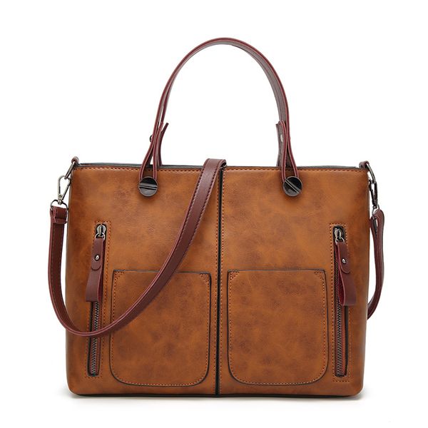 

tinkin vintage pu leather women shoulder fashion total bag larger size women messenger bag