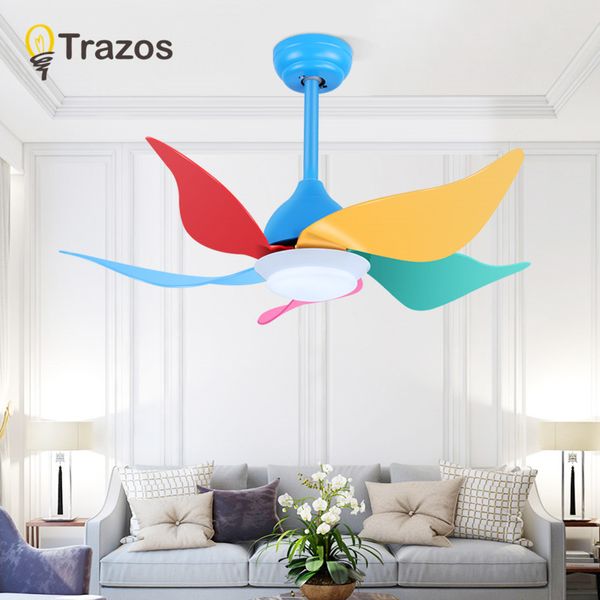 2019 Trazos Led Ceiling Fan With Lights For Children Room Ventilador De Teto 220volt Ceiling Fans Lamp Bedroom Cooling Fan Lighting From Stylenew