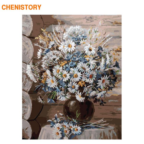 

chenistory frameless picture flower diy painting by numbers kit acrylic paint on canvas wall painting unique gift for home decor